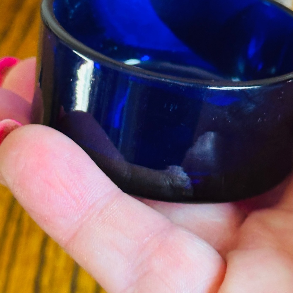 Elegant Antique/Vintage Silver/Plated Blue cobalt Glass Salt Bowl Set w spoons - Picture 9 of 14